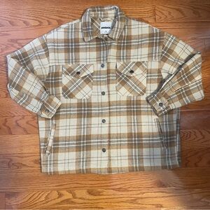 RSQ oversized tan and cream flannel jacket